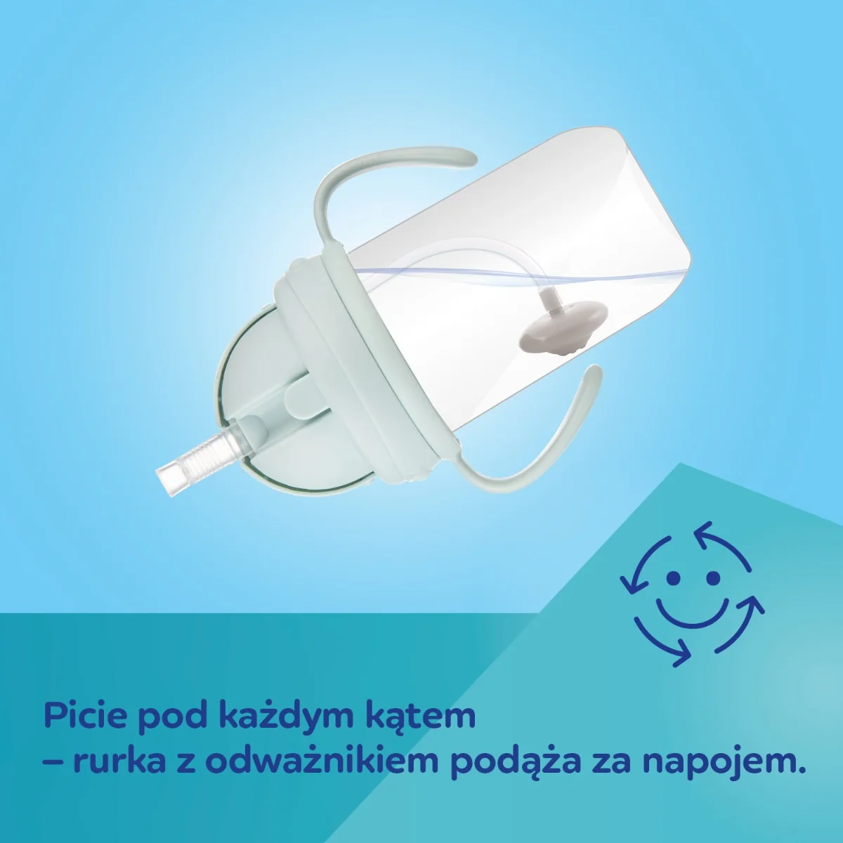 Canpol Babies kubek niekapek z rurką i odważnikiem zielony 270 ml, 1 sztuka