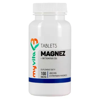 MyVita, Magnez + witamina B6, cytrynian magnezu, suplement diety, 100 tabletek 