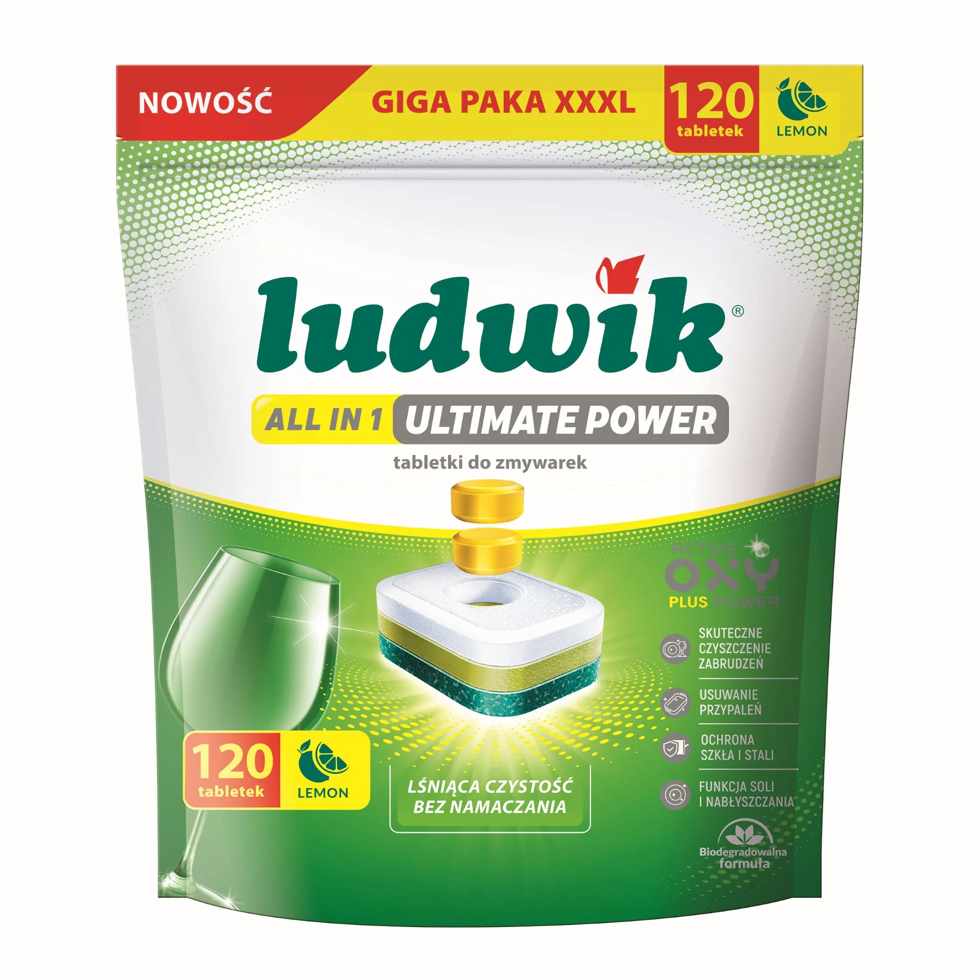 Ludwik All in 1 Ultimate Power tabletki do zmywarek, lemon, 120 sztuk