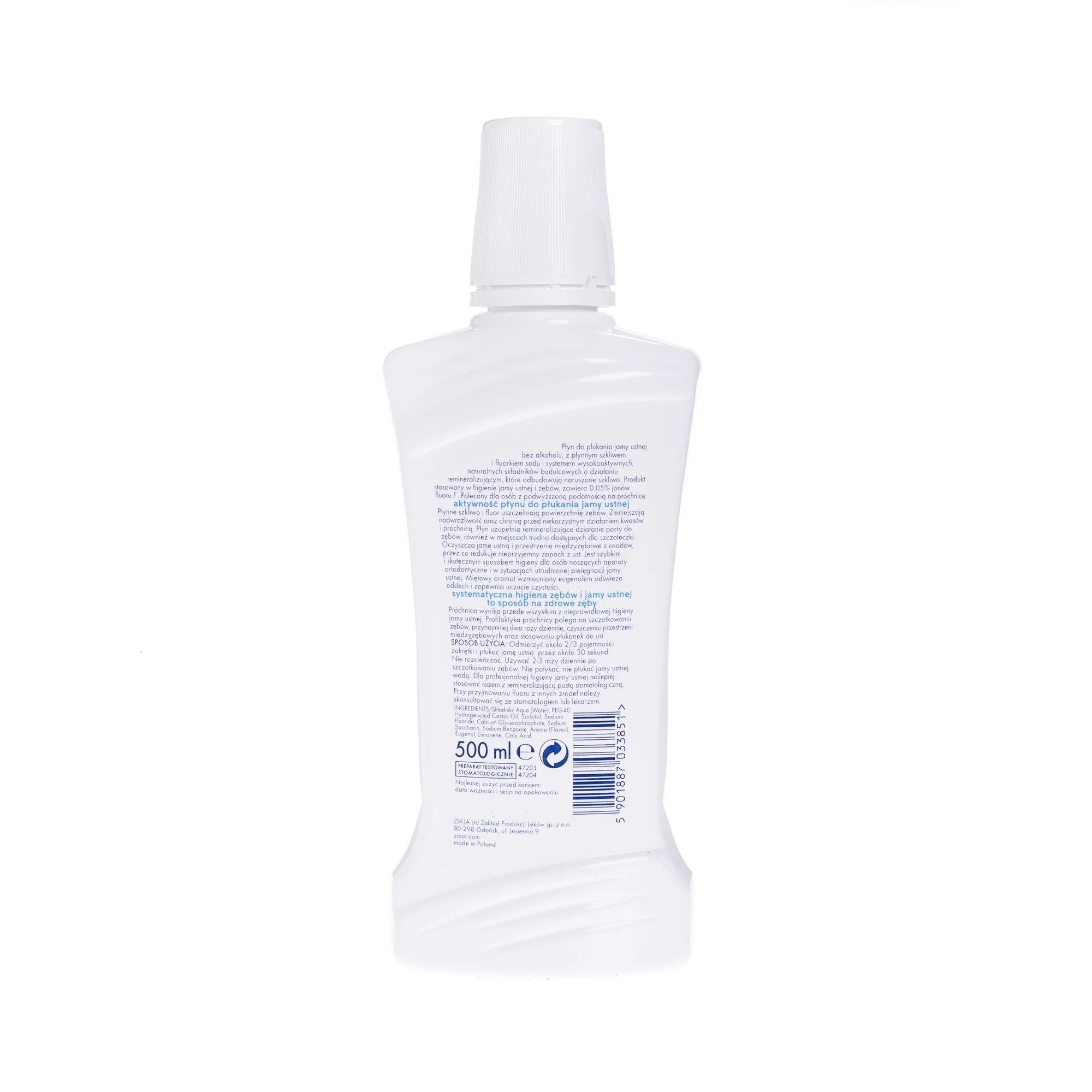 Ziaja Mintperfekt Activ remineralizujący płyn do płukania i higieny jamy ustnej, 500 ml
