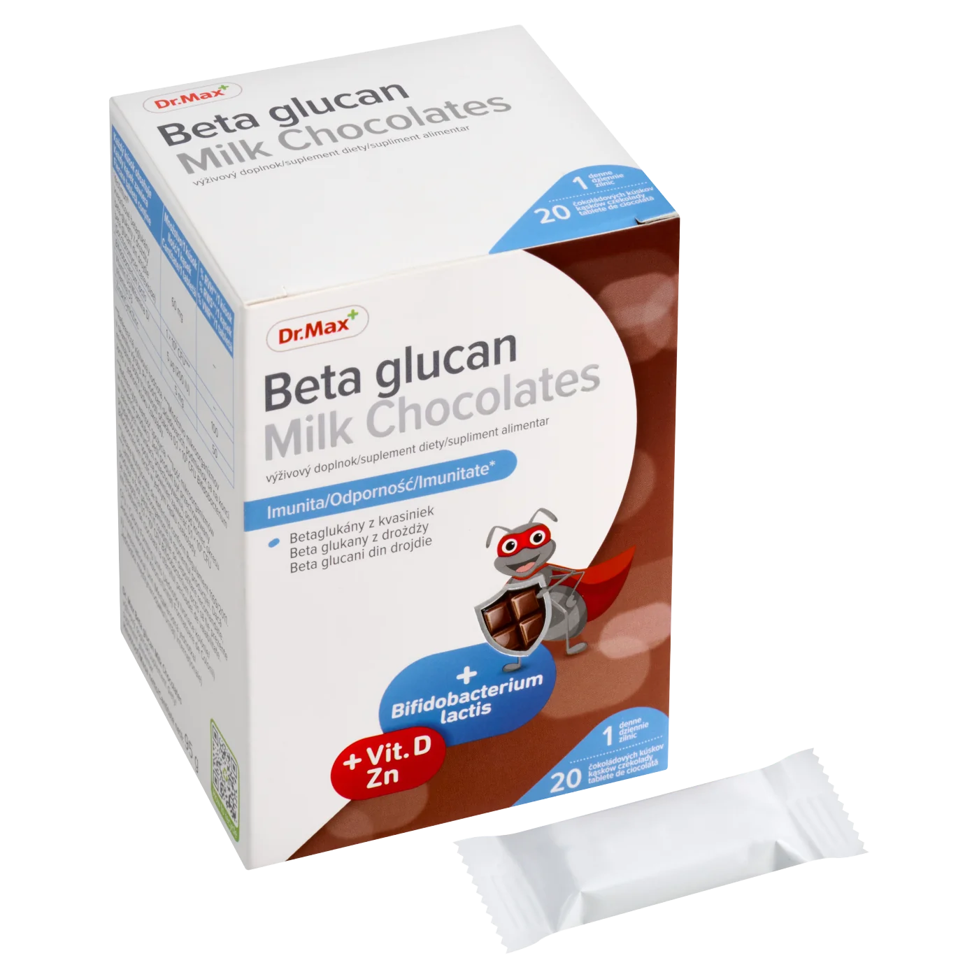 Beta glucan Milk Chocolates Dr. Max 20 kąsków czekolady
