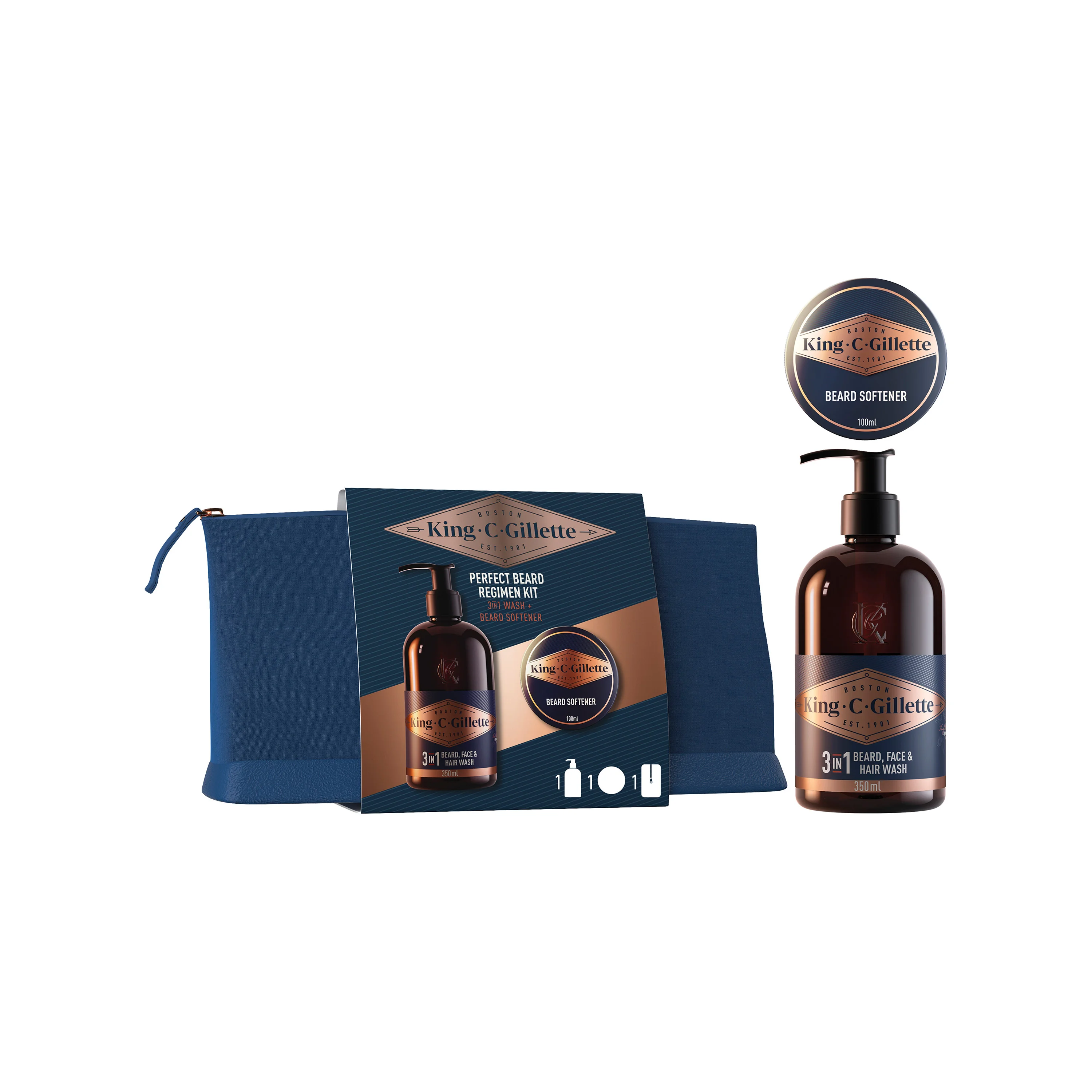 King C. Gillette Zestaw szampon do brody, 350 ml + balsam do brody, 100 ml