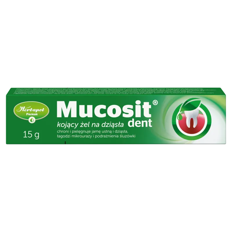 Mucosit Dent, kojący żel na dziąsła, 15 g