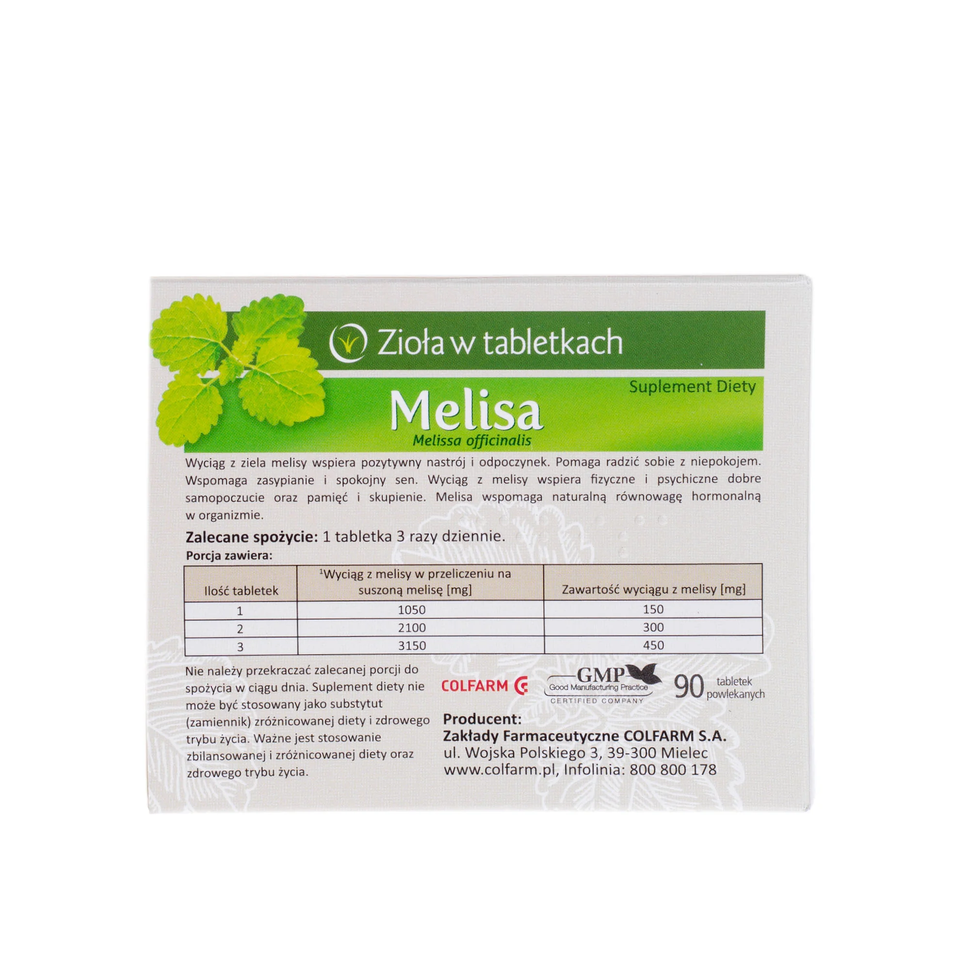 Colfarm Melisa 90 tabletek powlekanych