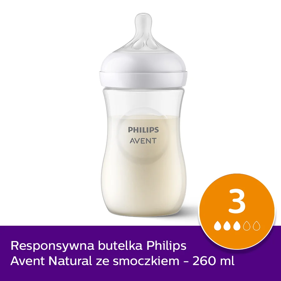 Philips Avent responsywna butelka dla niemowląt Natural SCY903/01, 260 ml