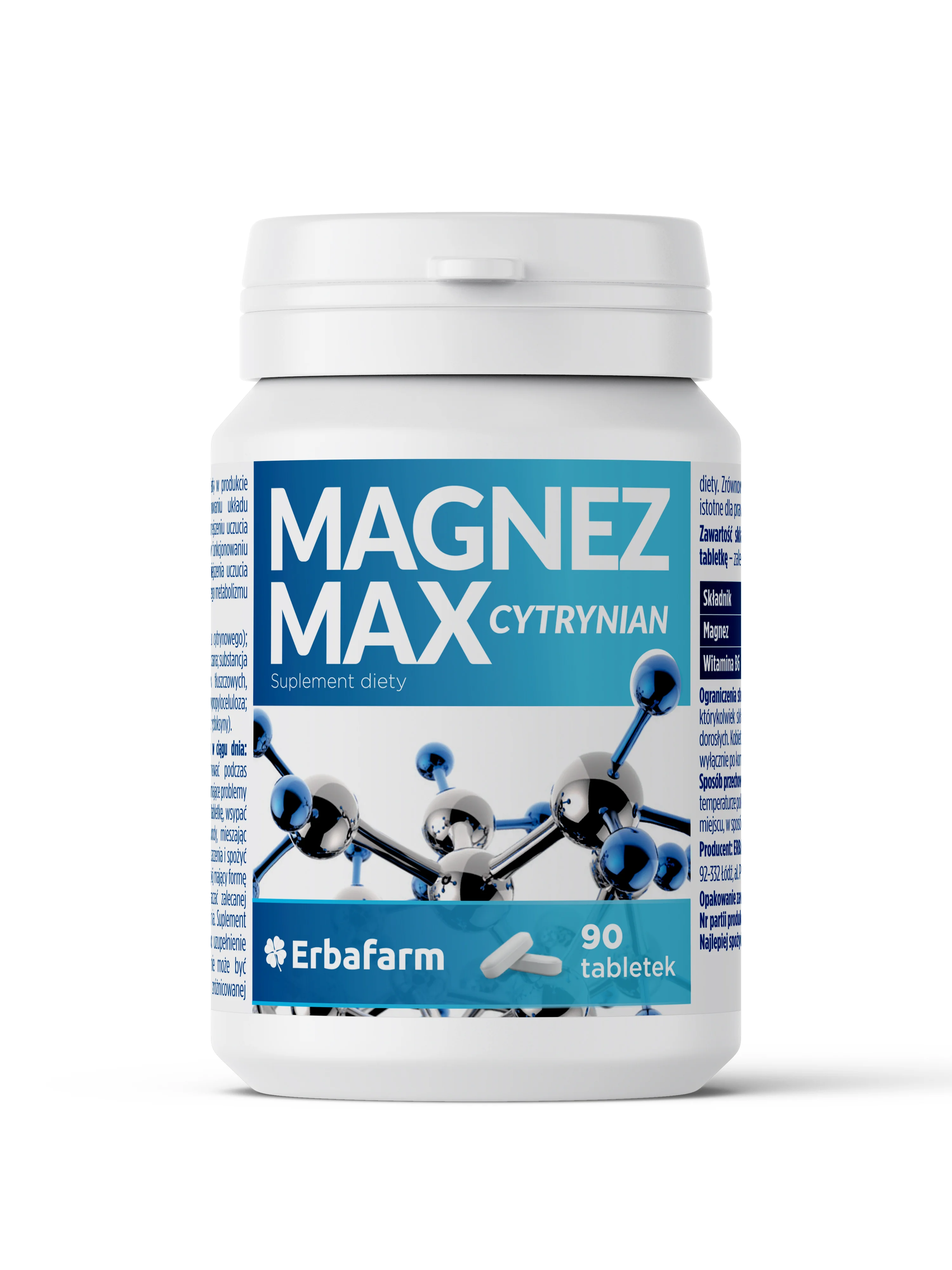 Erbafarm Magnez Max Cytrynian 90 tabletek