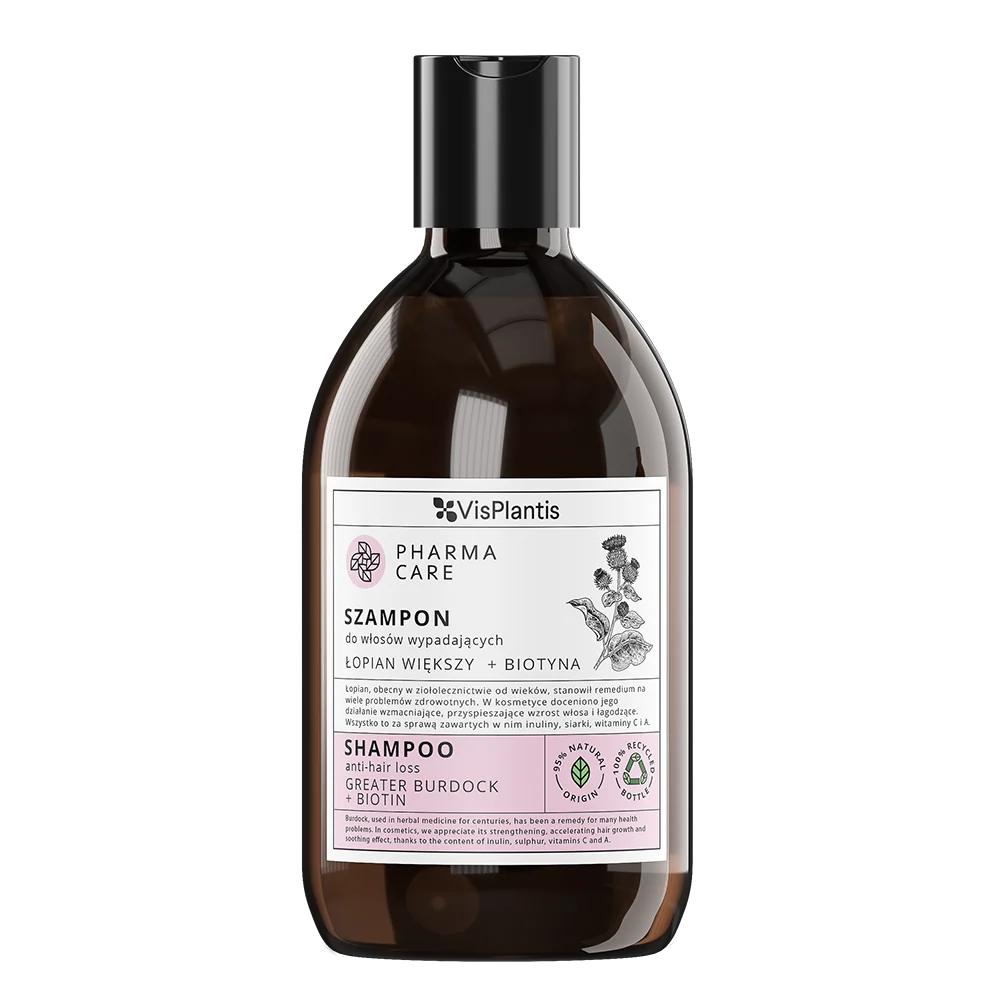 VisPlantis Pharma Care szampon do włosów wypadających Łopian Większy + Biotyna, 500 ml