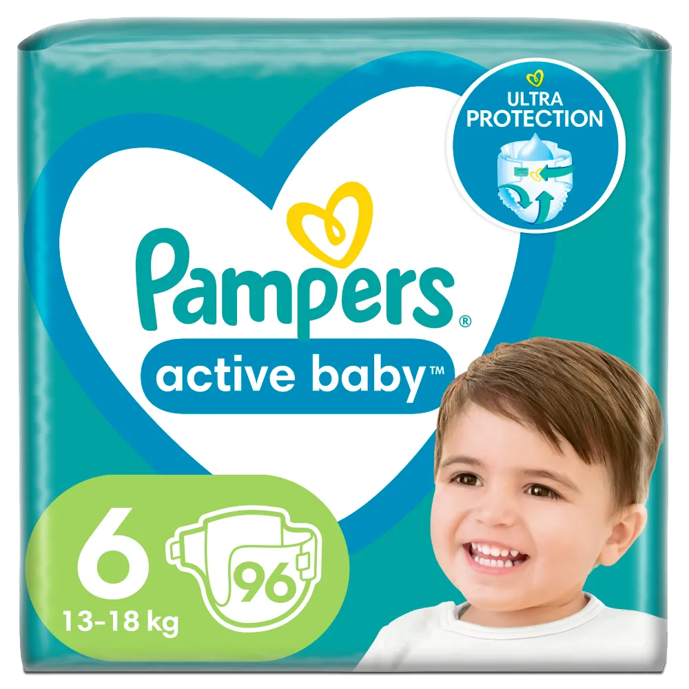 Pampers Active Baby, pieluchy rozmiar 6, 13-18 kg, 96 sztuk 