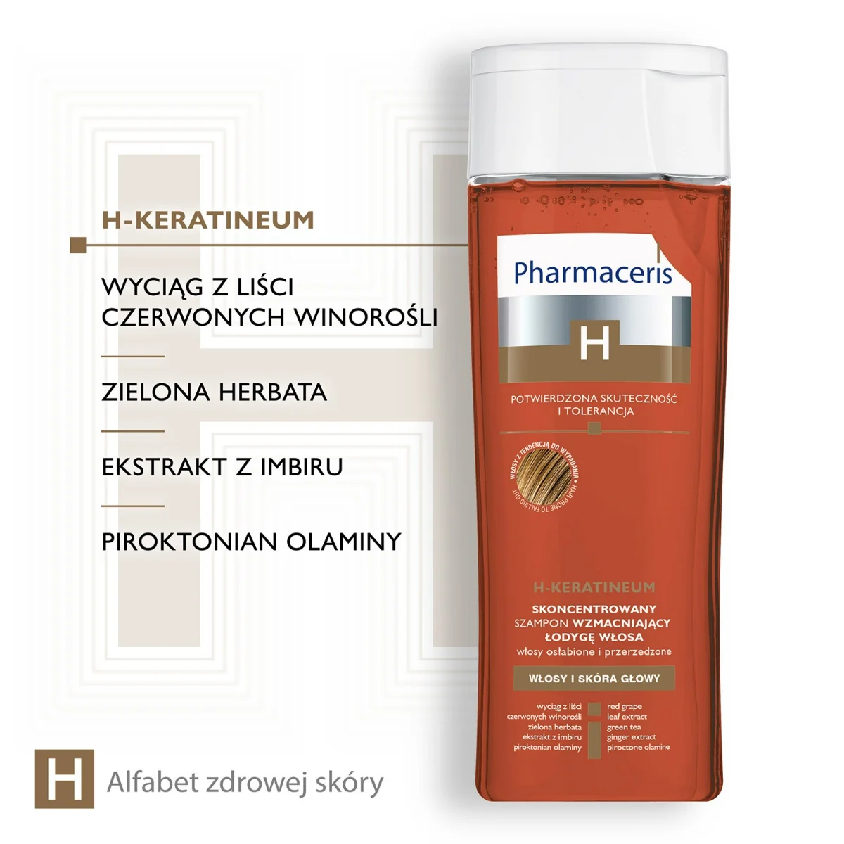 Pharmaceris H Keratineum skoncentrowany szampon wzmacniający łodygę włosa do włosów osłabionych, 250 ml