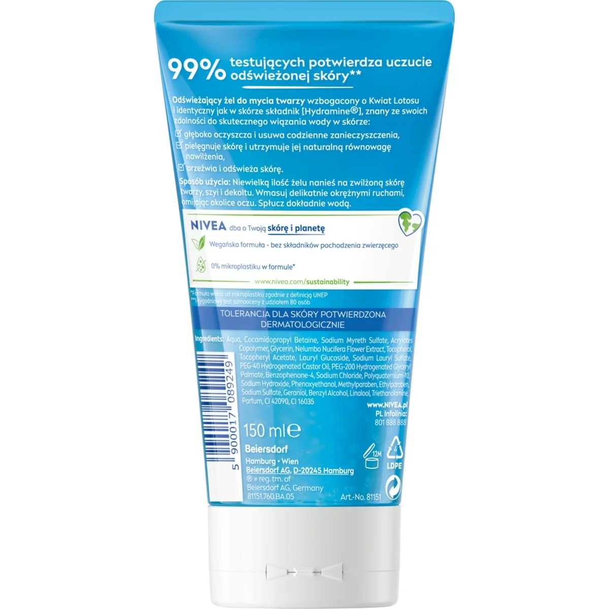 Nivea żel do mycia twarzy odświeżający, 150 ml