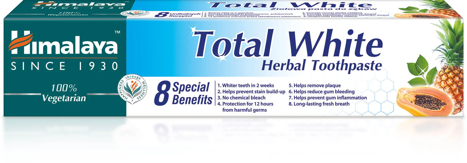 Himalaya Total White Herbal, ziołowa pasta do zębów, 75 ml