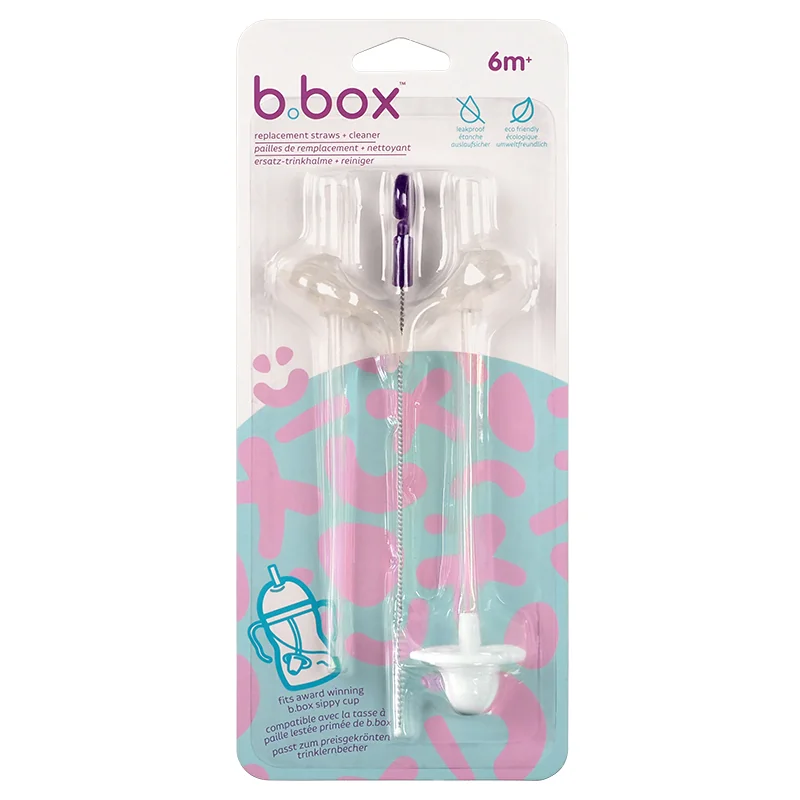 B.Box, zapasowe słomki i szczoteczka do bidonu 2 sztuki