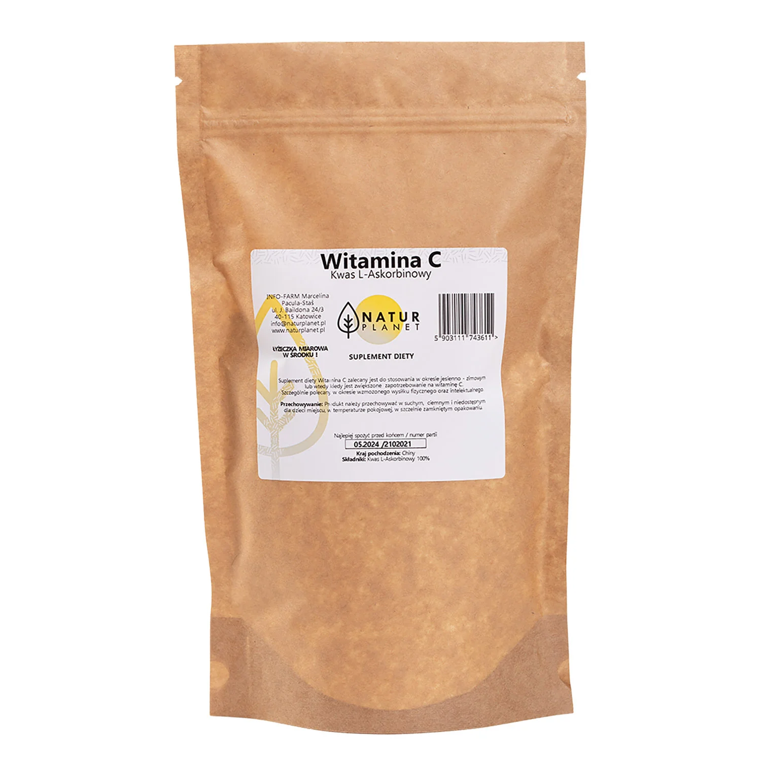Natur Planet Witamina C Kwas L-Askorbinowy proszek 100 g
