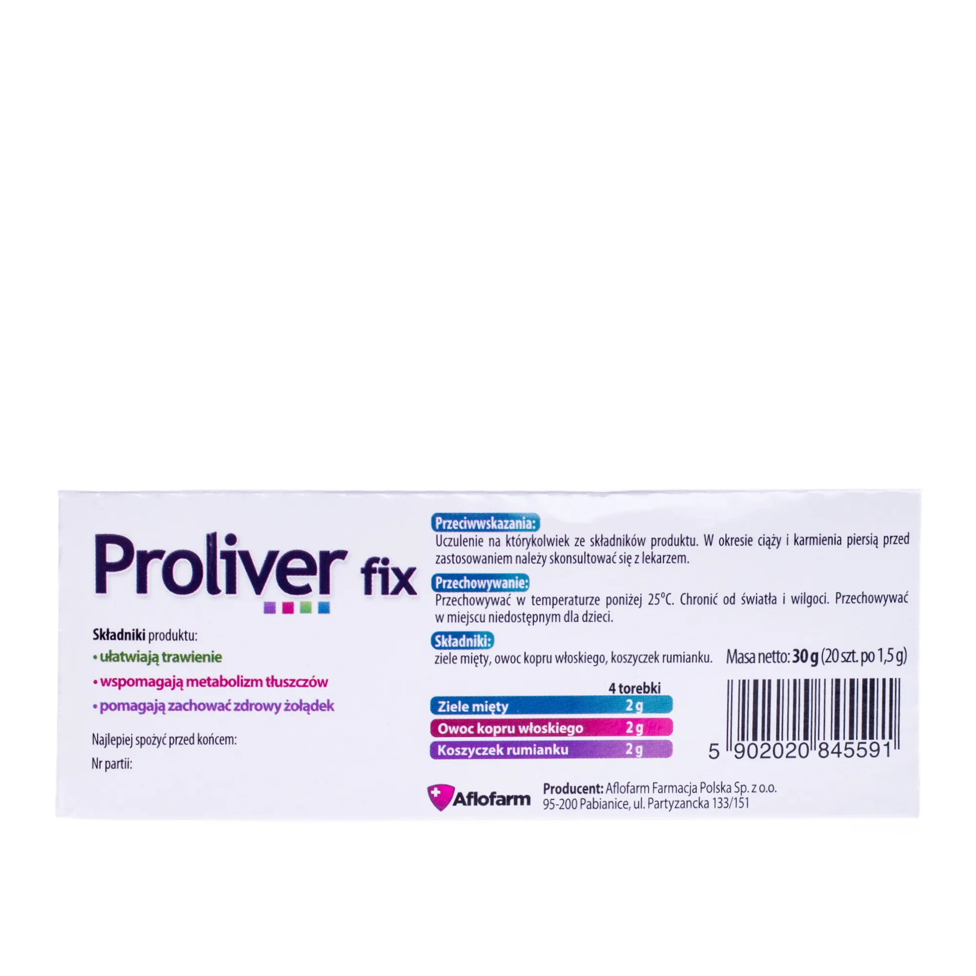 Proliver herbatka, suplement diety, 20 sztuk 