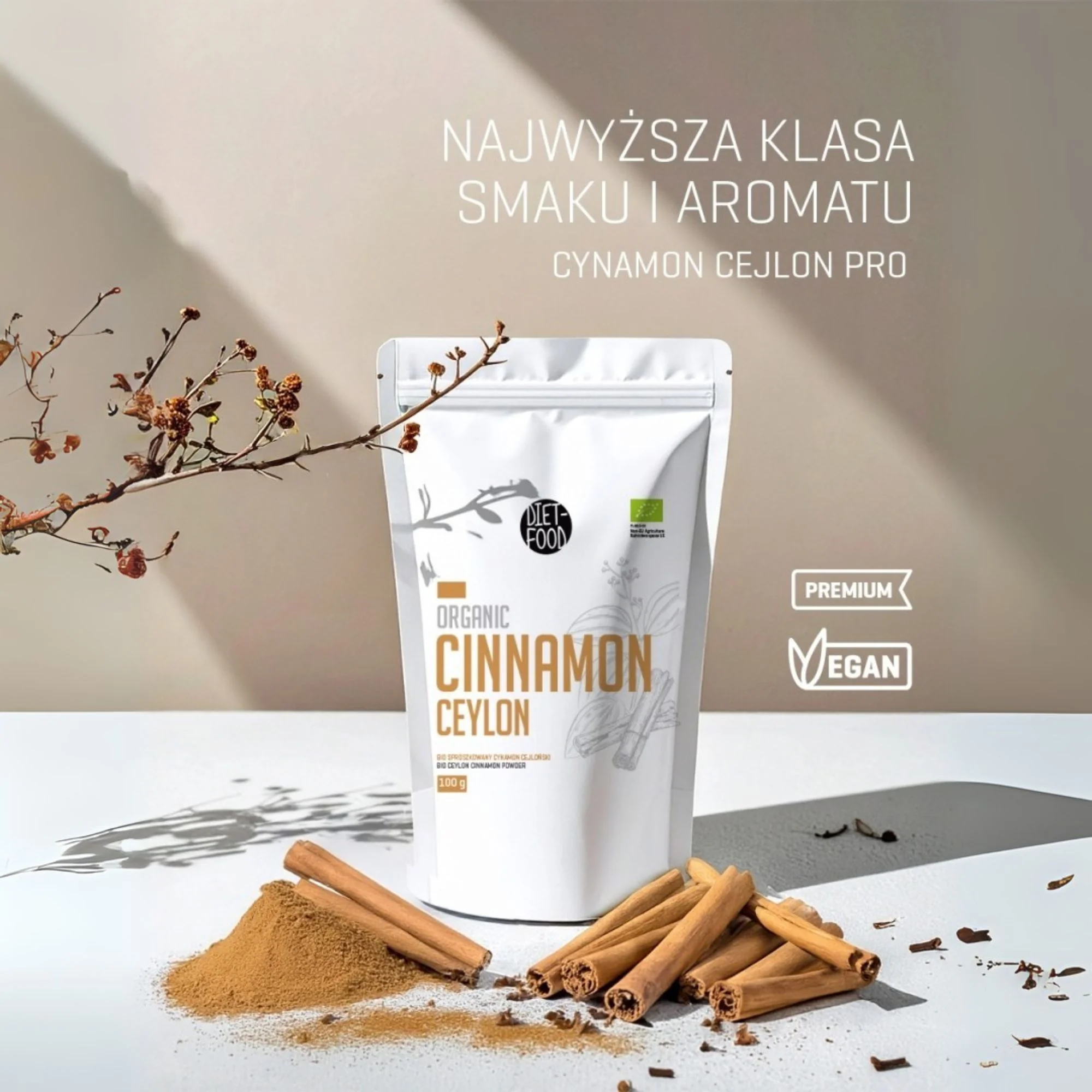 DIET-FOOD Cynamon Cejloński BIO proszek, 100 g