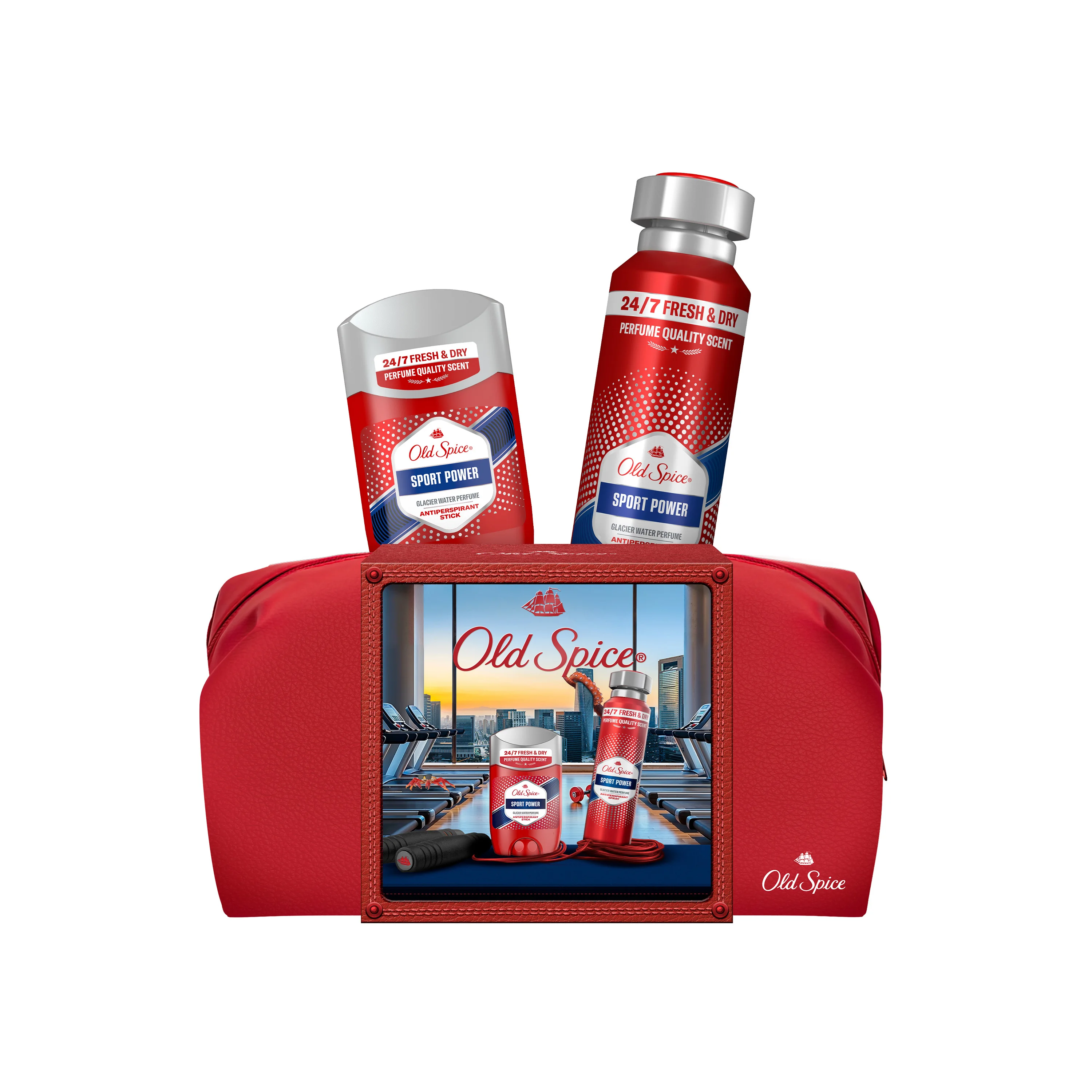 Old Spice Sport Power Xmass Zestaw w kosmetyczce antyperspirant w sztyfcie, 50 ml + dezodorant w sprayu, 150 ml