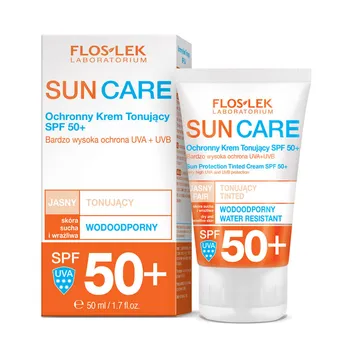 Flos-Lek Sun Care, ochronny krem tonujący SPF 50+, skóra sucha i wrażliwa, 50 ml 