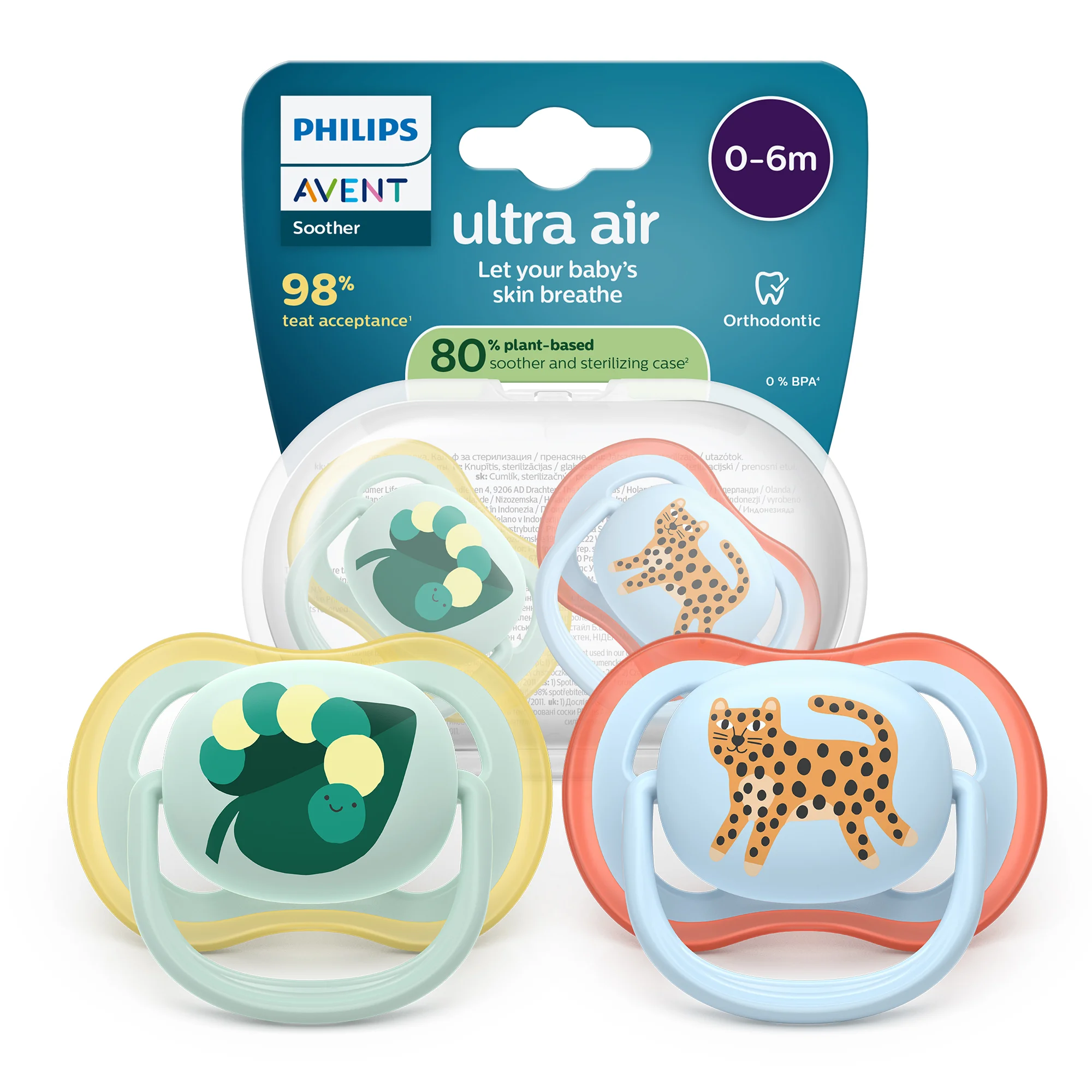 Philips Avent Ultra Air ortodontyczny smoczek uspokajający 0-6 m, 2 sztuki