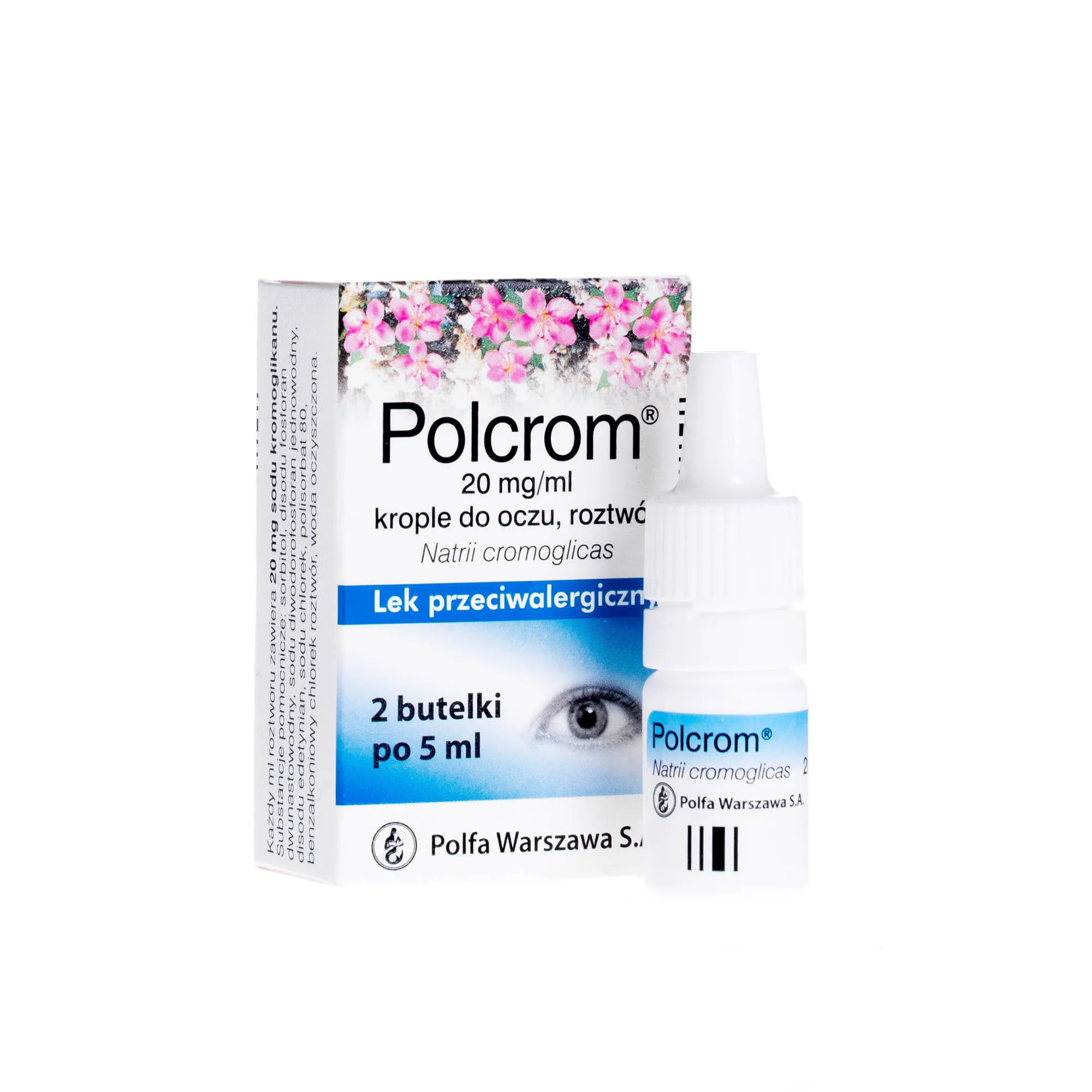 Polcrom, 20 mg/ml, krople do oczu, roztwór, 2 butelki po 5 ml 