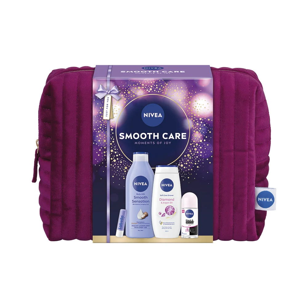 Nivea Smooth Care Zestaw żel pod prysznic, 250 ml + balsam, 400 ml + antyperspirant, 50 ml + balsam do ust, 4,8 g