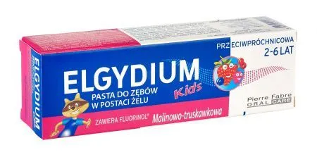 Elgydium Kids, pasta do zębów w postaci żelu, malinowo-truskawkowa, 50 ml