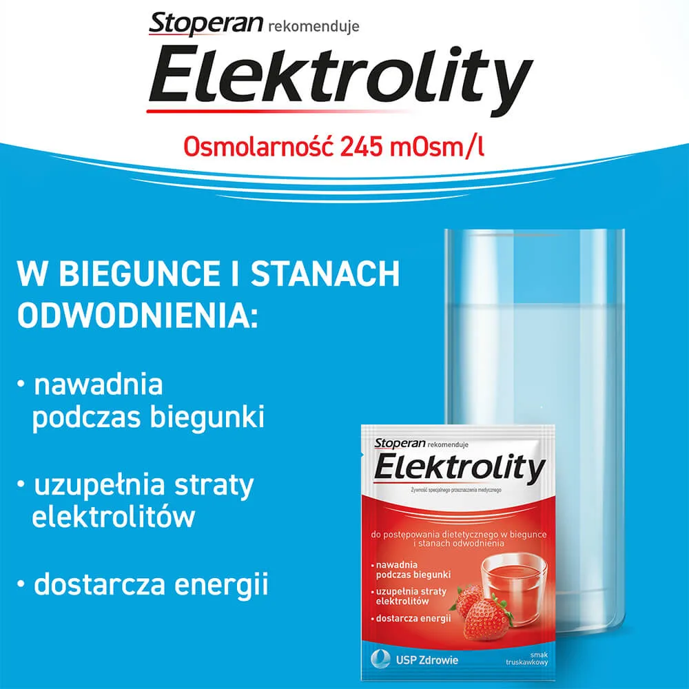 Elektrolity USP Zdrowie, smak truskawkowy, 7 saszetek 