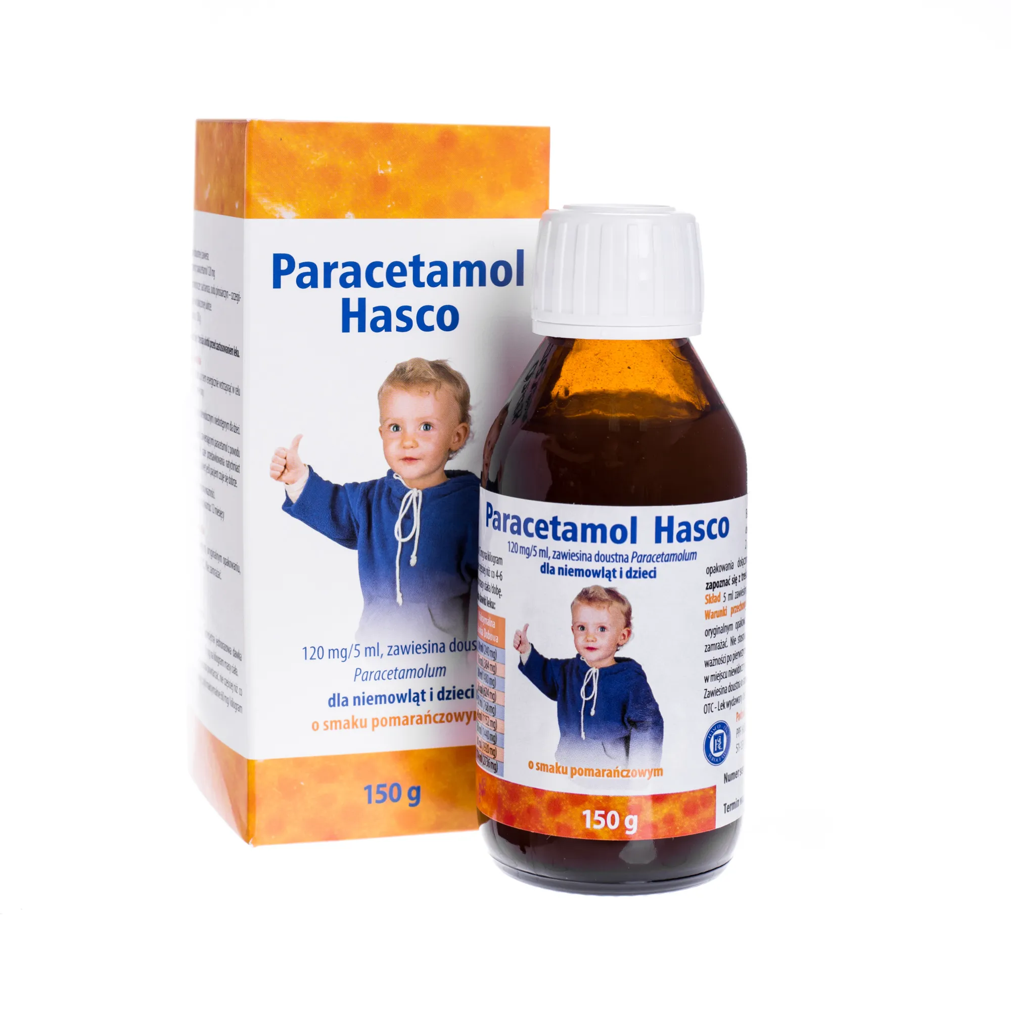 Paracetamol Hasco, 120mg/5ml, zawiesina doustna, smak pomarańczowy, 150 g 
