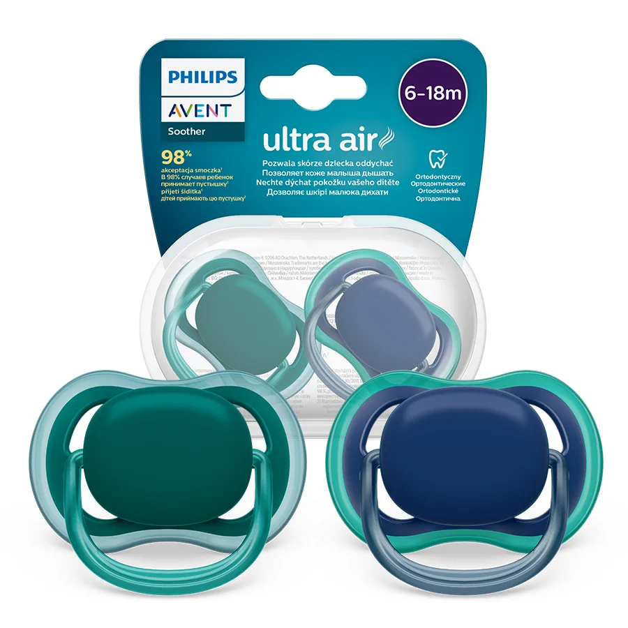 Philips Avent Ultra Air oddychający smoczek ortodontyczny 6-18m, SCF085/31, 2szt.