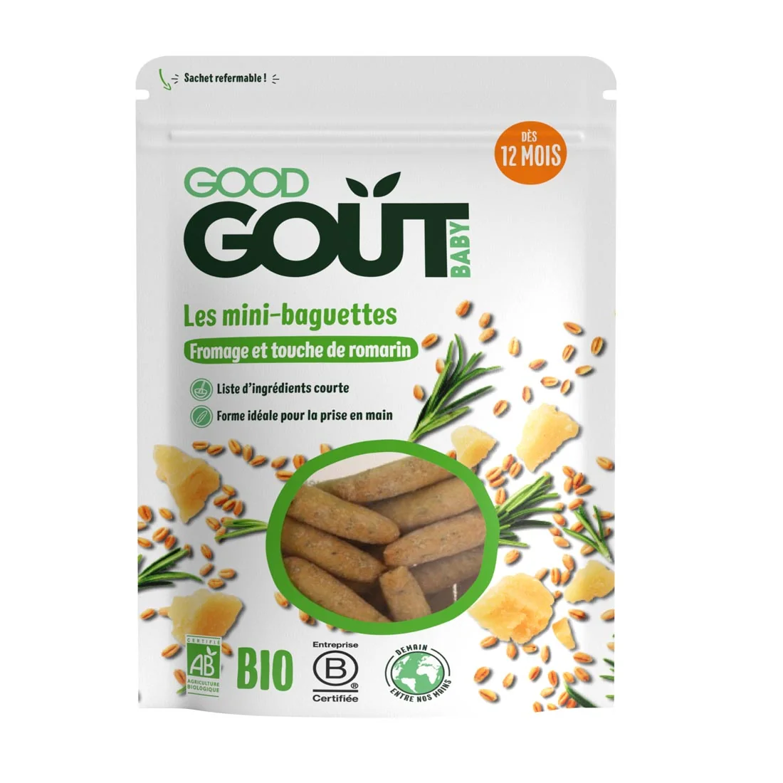 Good Gout BIO mini bagietki z rozmarynem i serem, 70 g