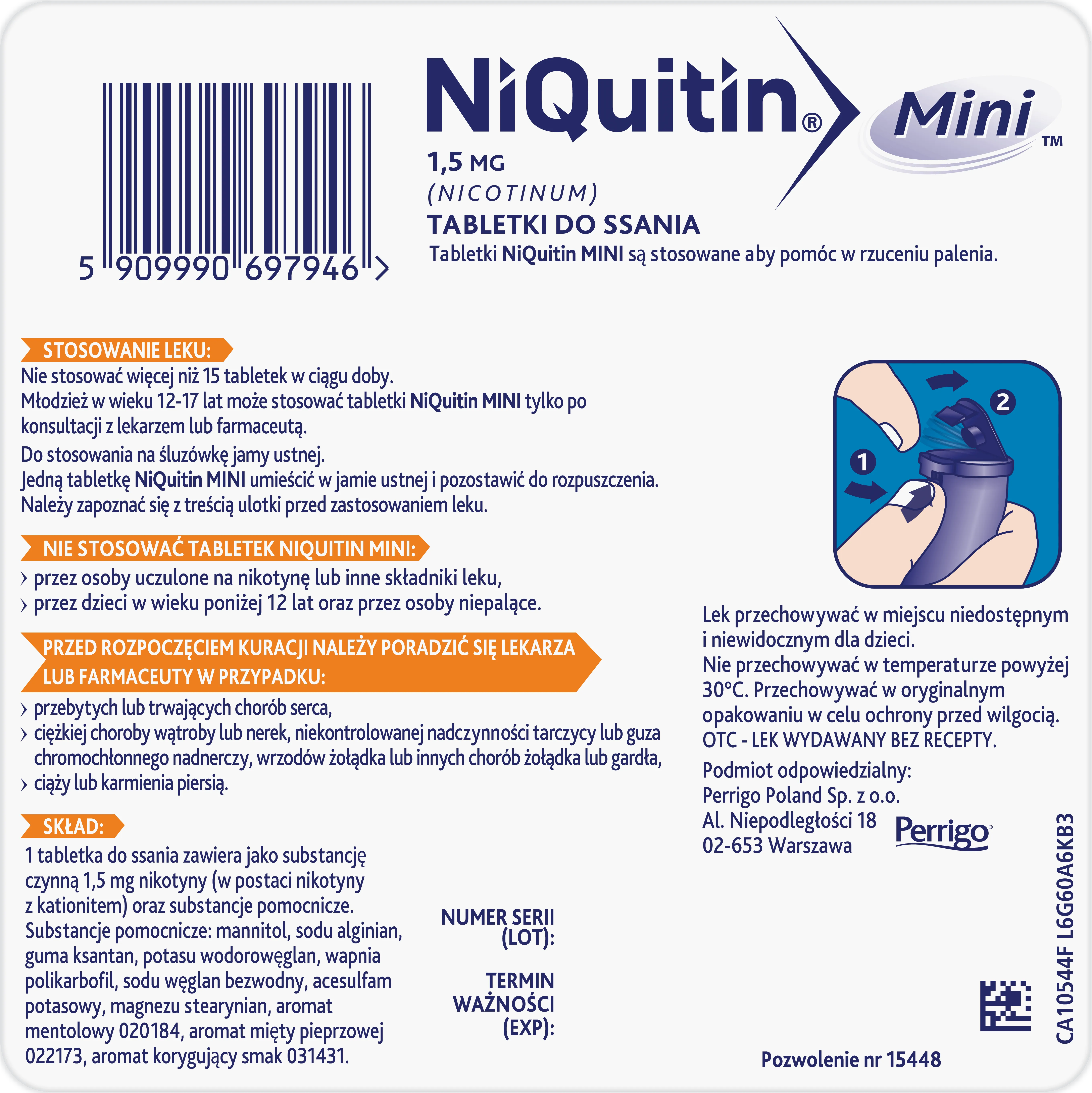 Niquitin Mini, 1,5 mg, 20 tabletek do ssania 