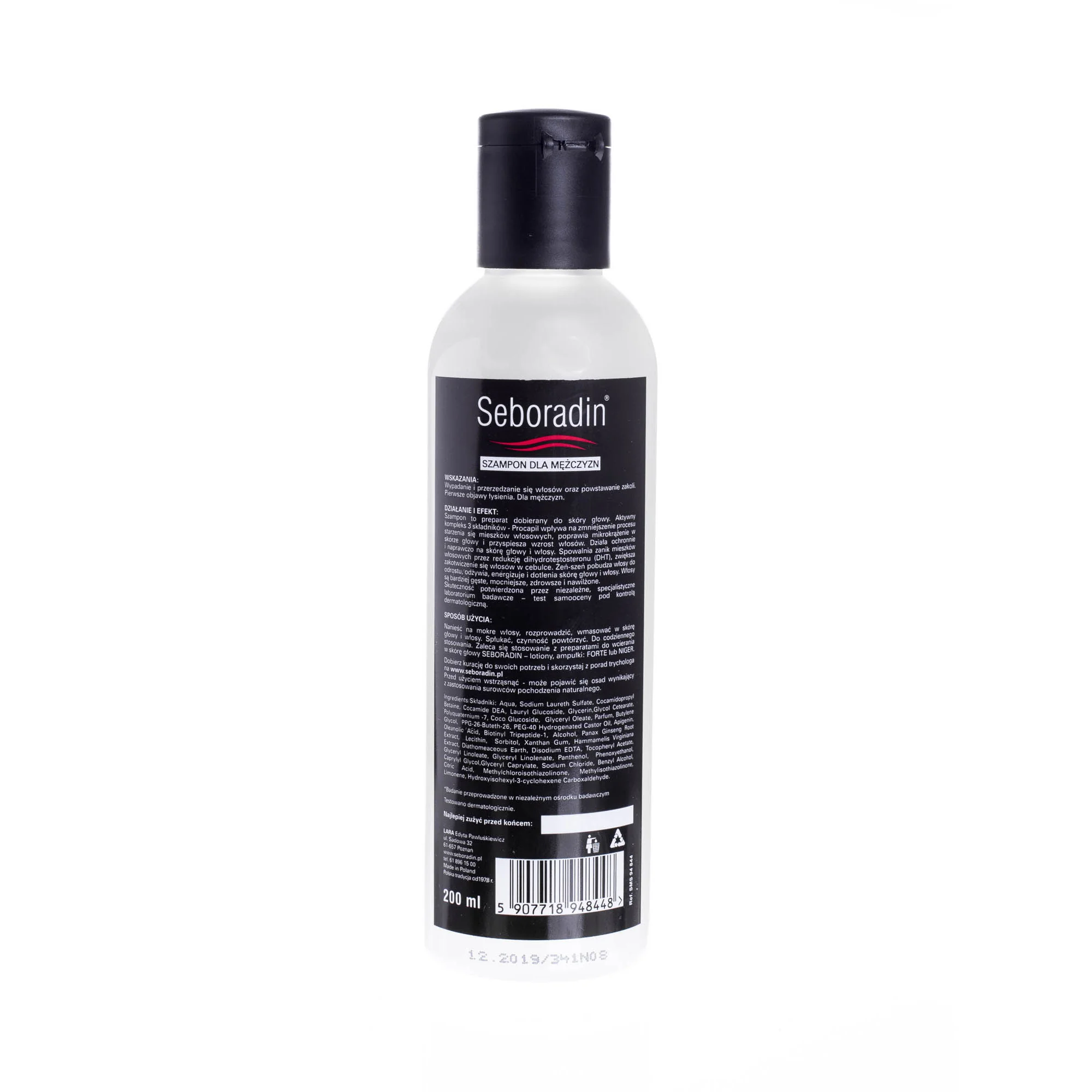 Seboradin MEN Procapil Szampon, wypadanie przerzedzania się włosów i powstawanie zakoli 200 ml 