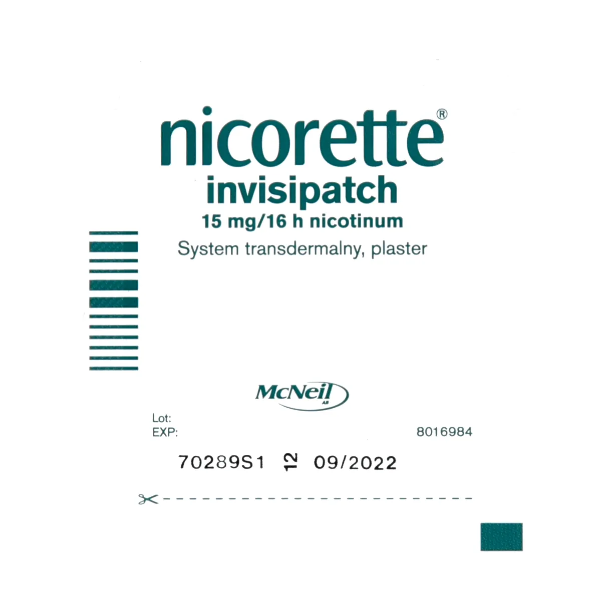 Nicorette Invisipatch, 15 mg/16 h nicotinum, 7 plastrów 