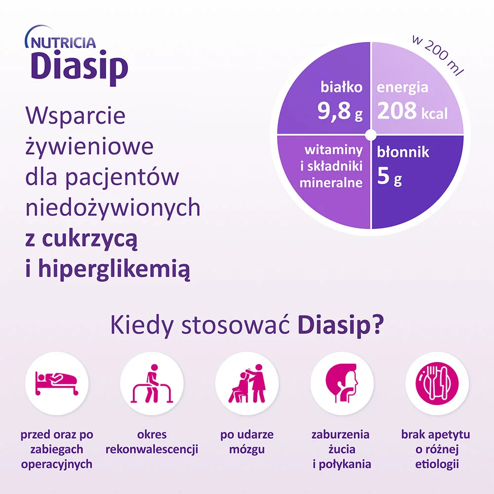 Diasip płyn o smaku waniliowym, 4 x 200 ml