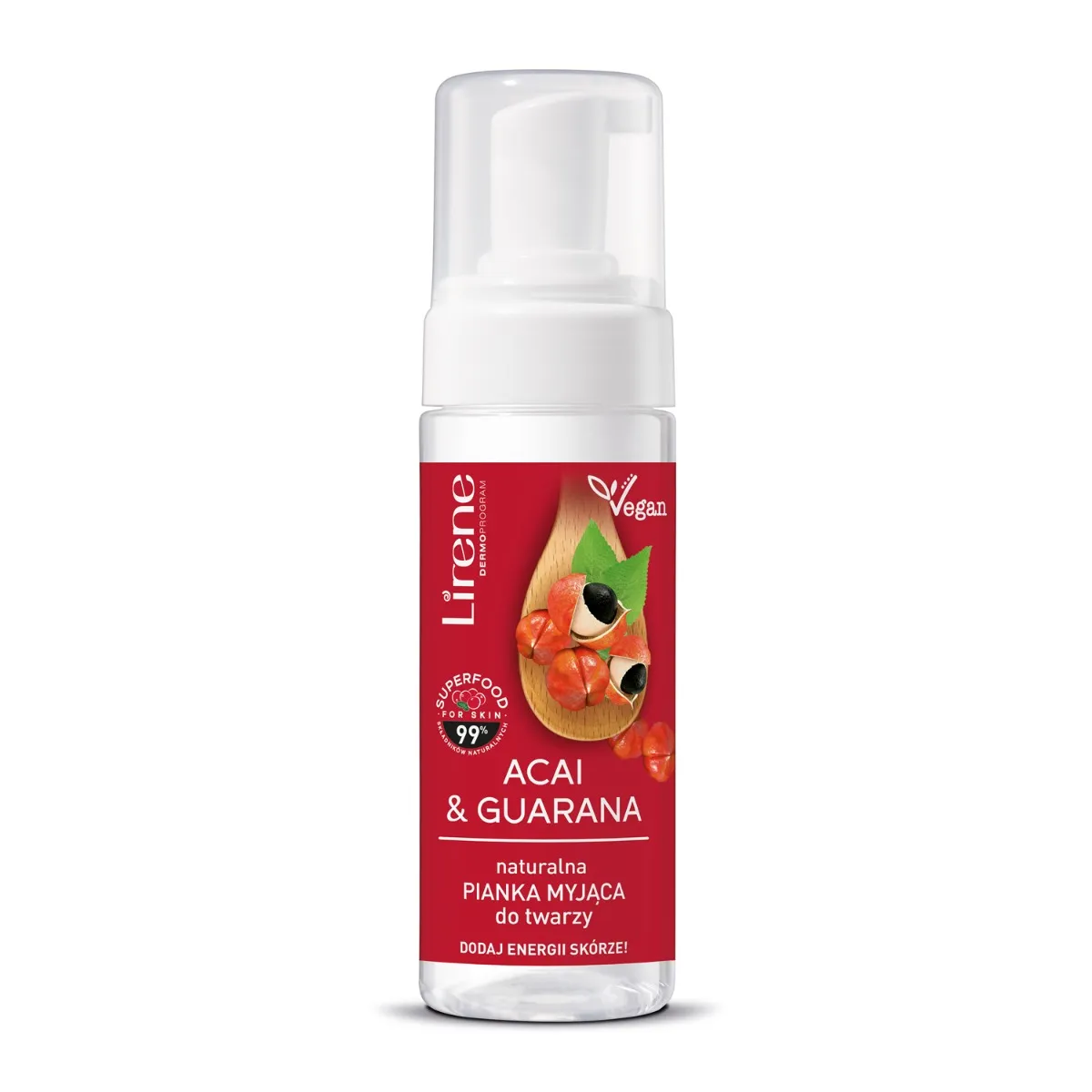 Lirene Superfood Oczyszczanie naturalna pianka myjąca do twarzy Acai i guarana, 150 ml 