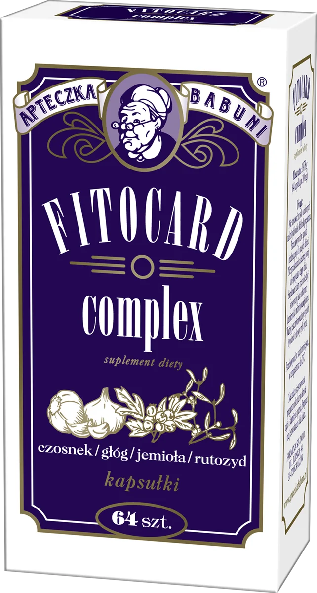 Apteczka Babuni Fitocard complex suplement diety, 64 kapsułki