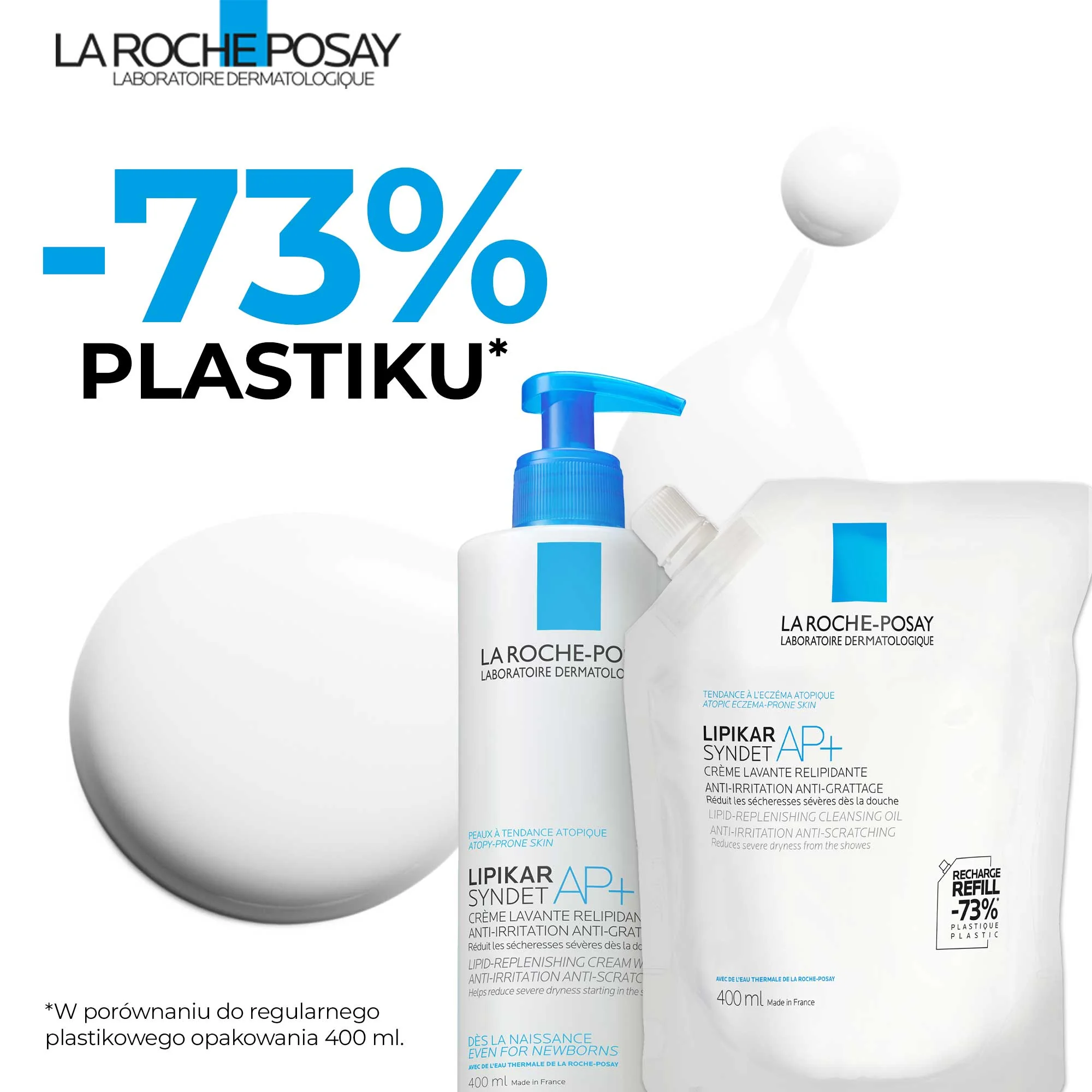 La Roche-Posay Lipikar Syndet AP+ Kremowy żel myjący (refill), 400 ml