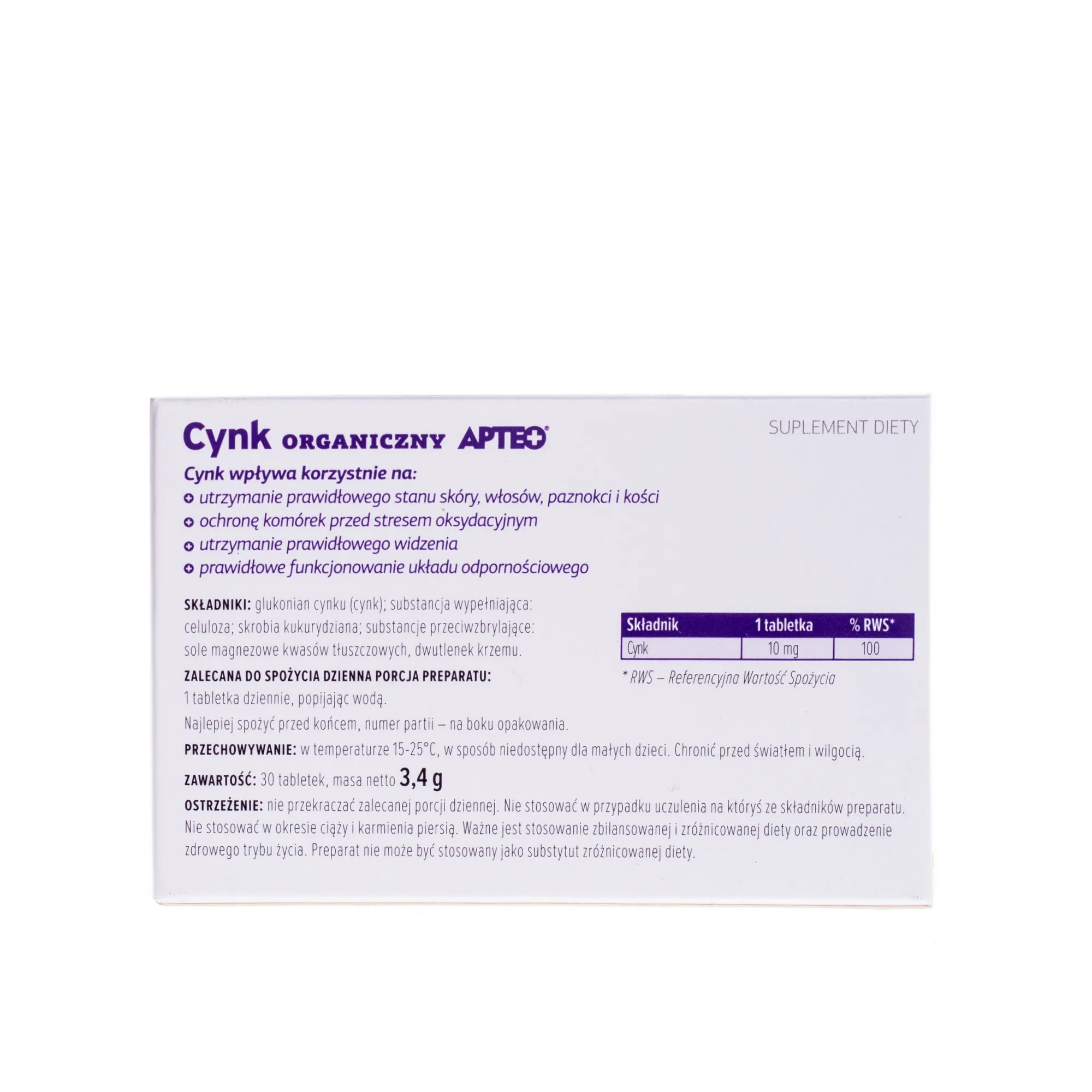 Cynk Organiczny, 30 tabletek 