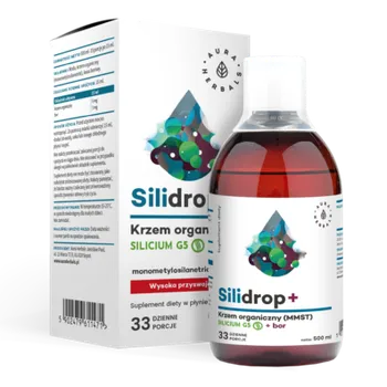 Aura Herbals, Silidrop, suplement diety, krzem organiczny (MMST) silicium G5 + bor, 500 ml 