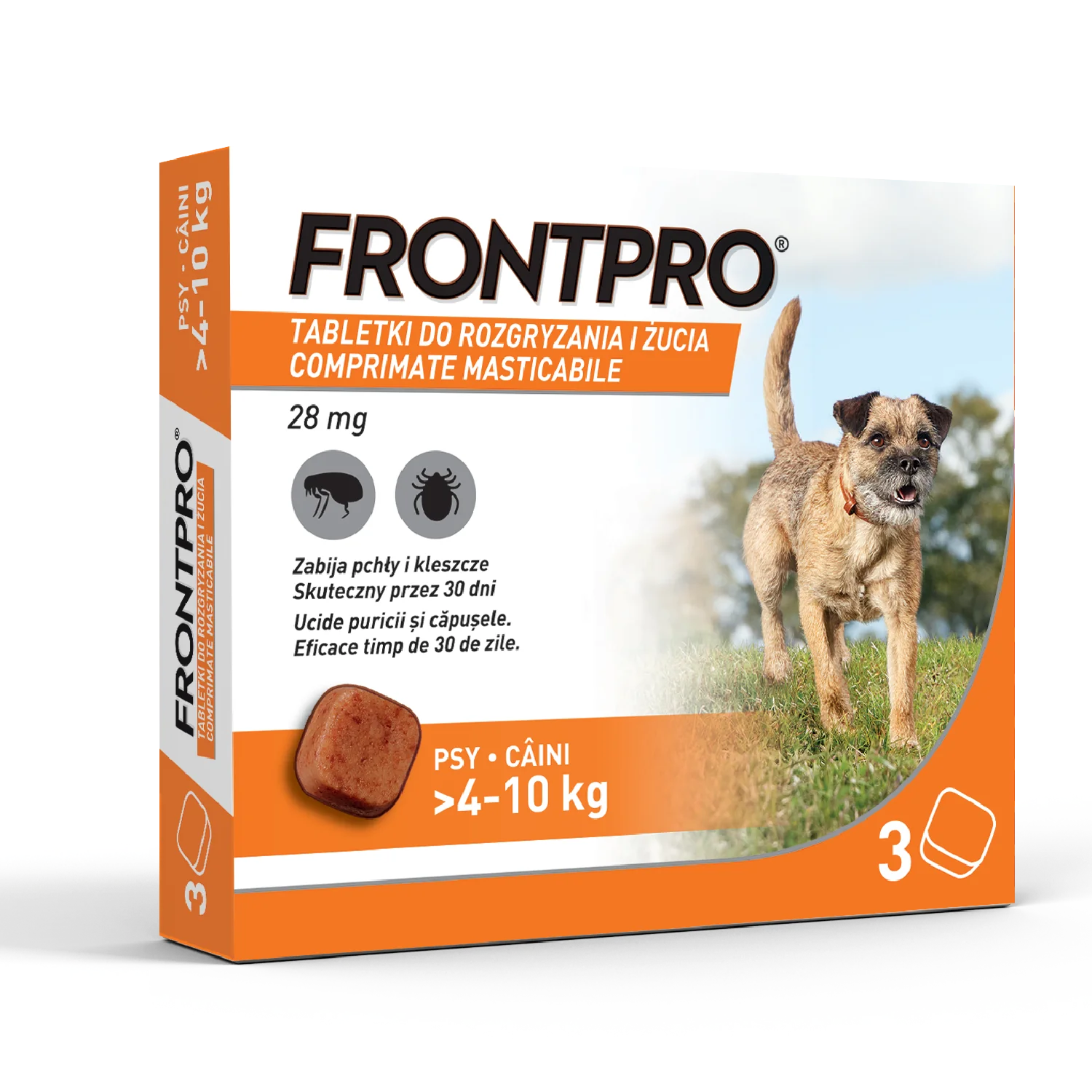 Frontpro 28 mg tabletki do rozgryzania i żucia dla psów (>4,0-10,0 kg), 3 sztuki