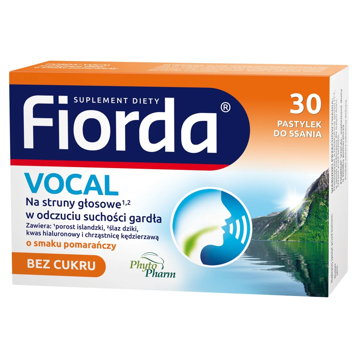 Fiorda Vocal 30 pastylek do ssania o smaku pomarańczowym
