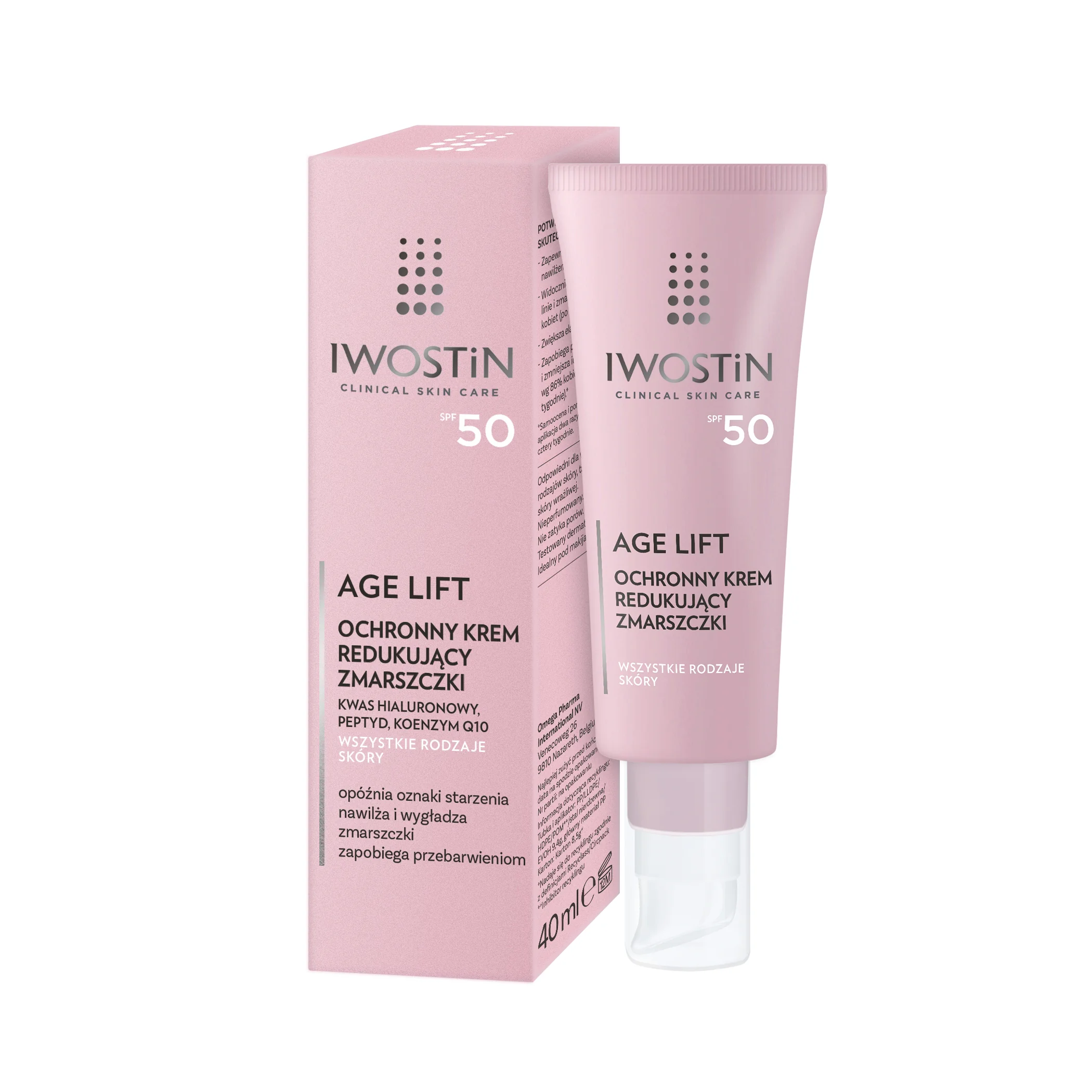 Iwostin Age Lift ochronny krem redukujący zmarszczki z filtrem SPF50, 40 ml