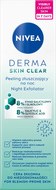 Nivea Derma Skin Clear peeling złuszczający na noc, 40 ml