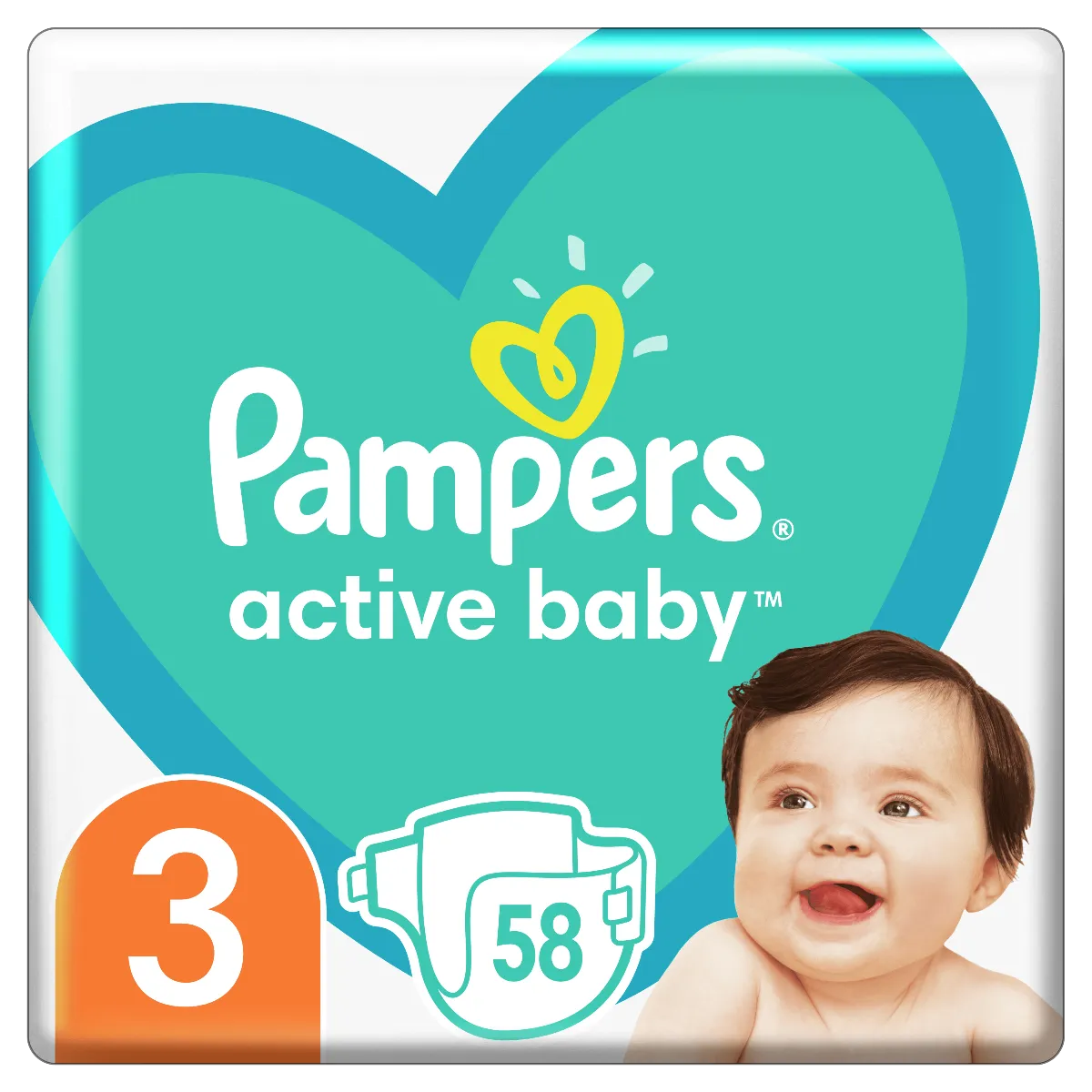 Pampers Active Baby, pieluchy, rozmiar 3, 6-10 kg, 58 sztuk 