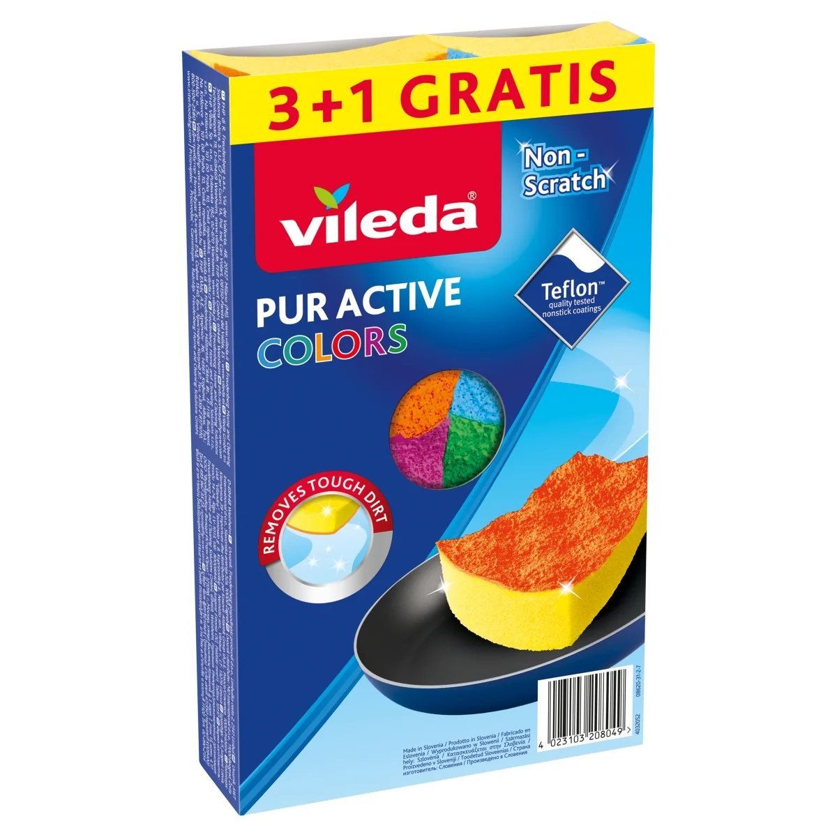 Vileda Pur Active Colors zmywak, 4 sztuki