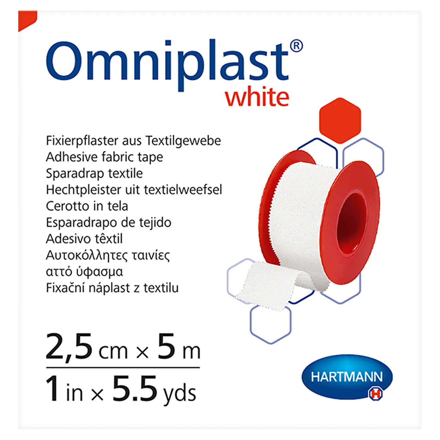 Omniplast White przylepiec z tkaniny wiskozowej w kolorze białym, 2,5 cm x 5 m, 1 szt.