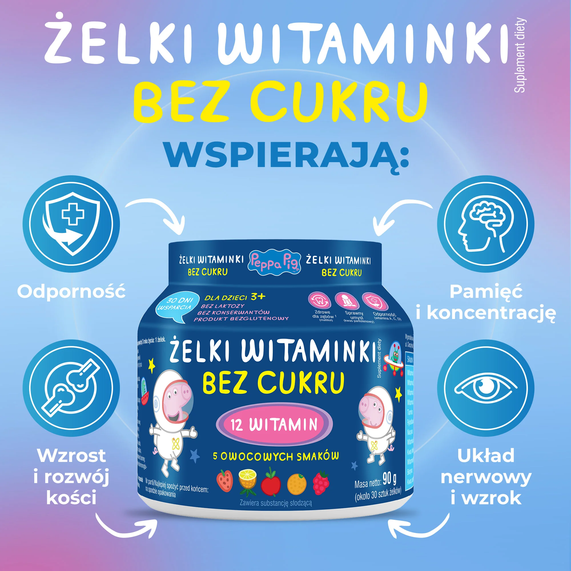 Domowa Apteczka Peppa Pig Żelki Witaminki Bez Cukru, 30 sztuk