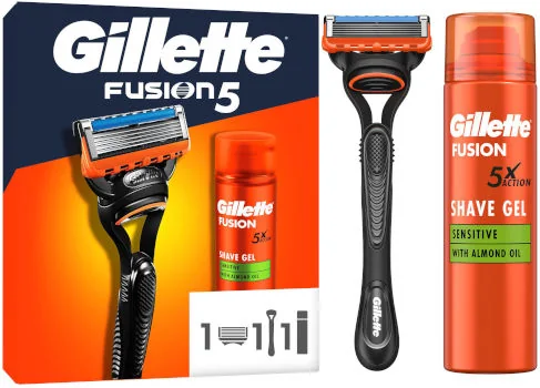 Gillette Fusion5 Xmass Zestaw maszynka do golenia + 1 głowica + żel do golenia Gillette Fusion5 Xmass Zestaw maszynka do golenia + 1 głowica + żel do golenia