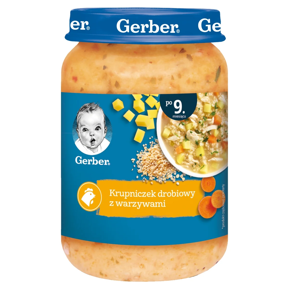 Gerber krupniczek drobiowy z warzywami dla niemowląt po 9 miesiącu, 190 g