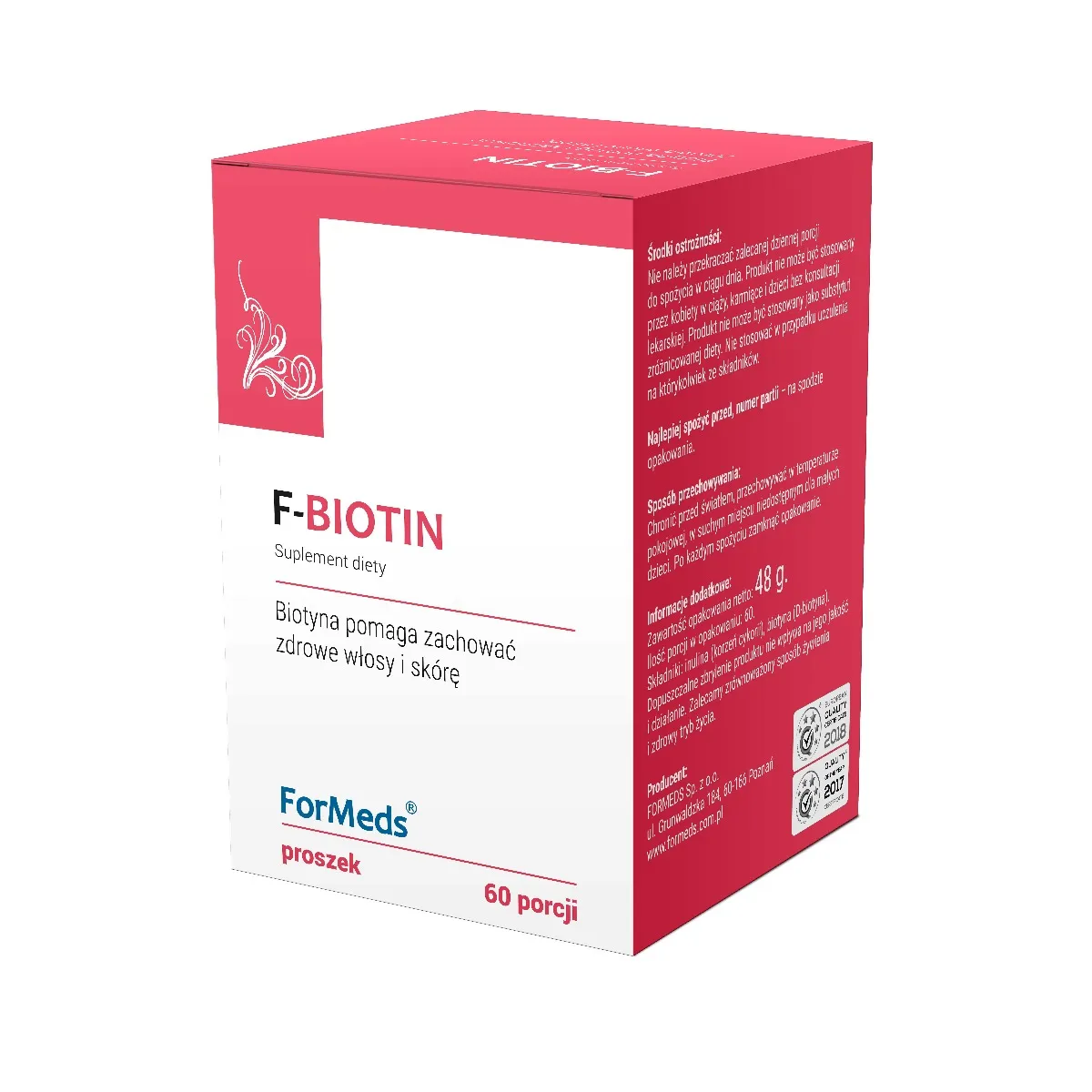 ForMeds F-Biotin, suplement diety, proszek, 60 porcji. Data ważności 2022-05-01