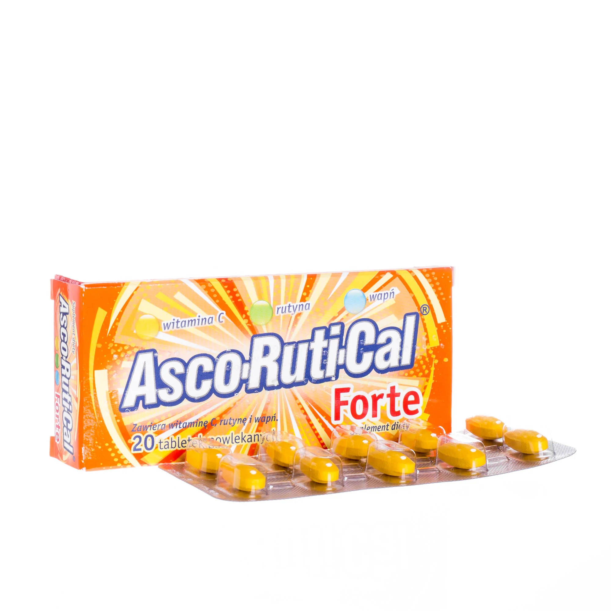 Asco-Ruti-Cal Forte suplement diety, 20 tabletek powlekanych